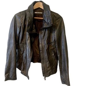 Kosmika Moto Leather Jacket Brown Size Small EUC